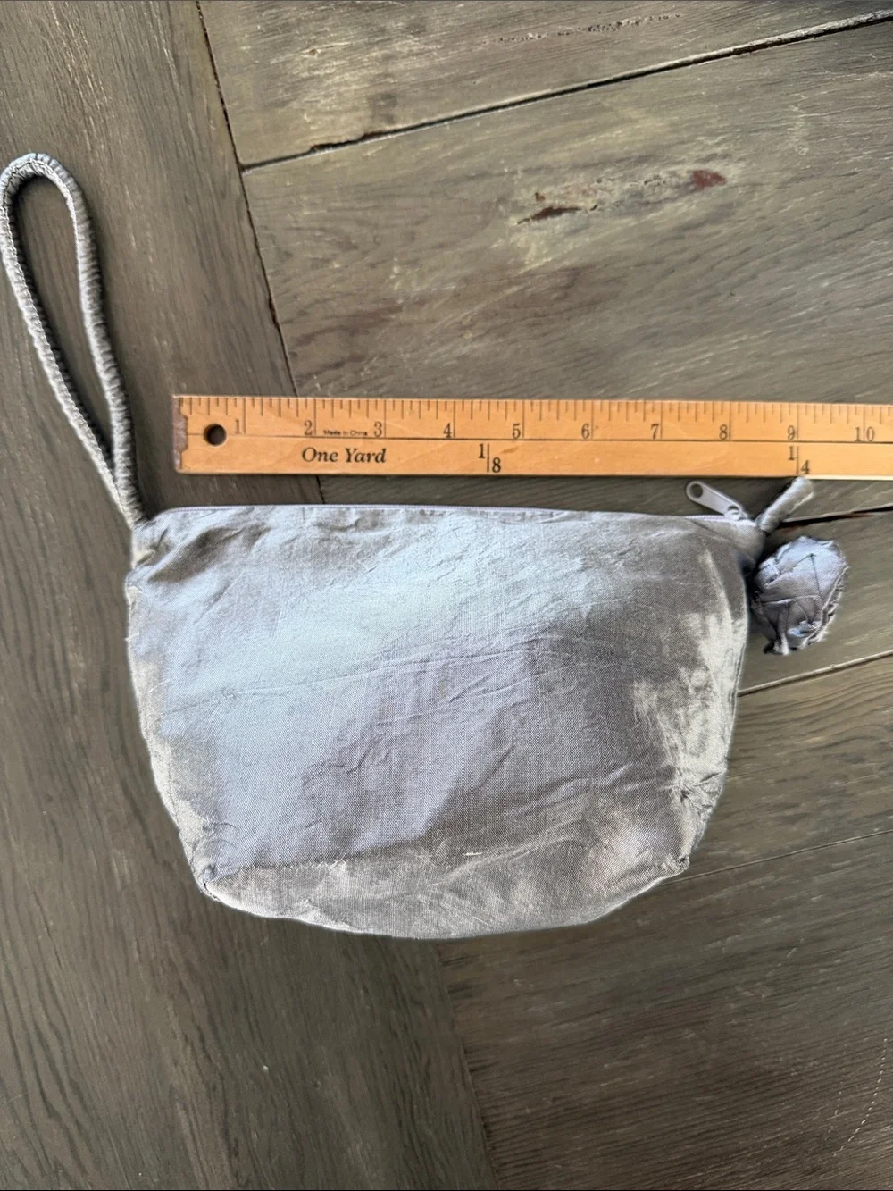 Clamar 100% Silk Silver Metallic Zip Pouch Bag - Women Bags